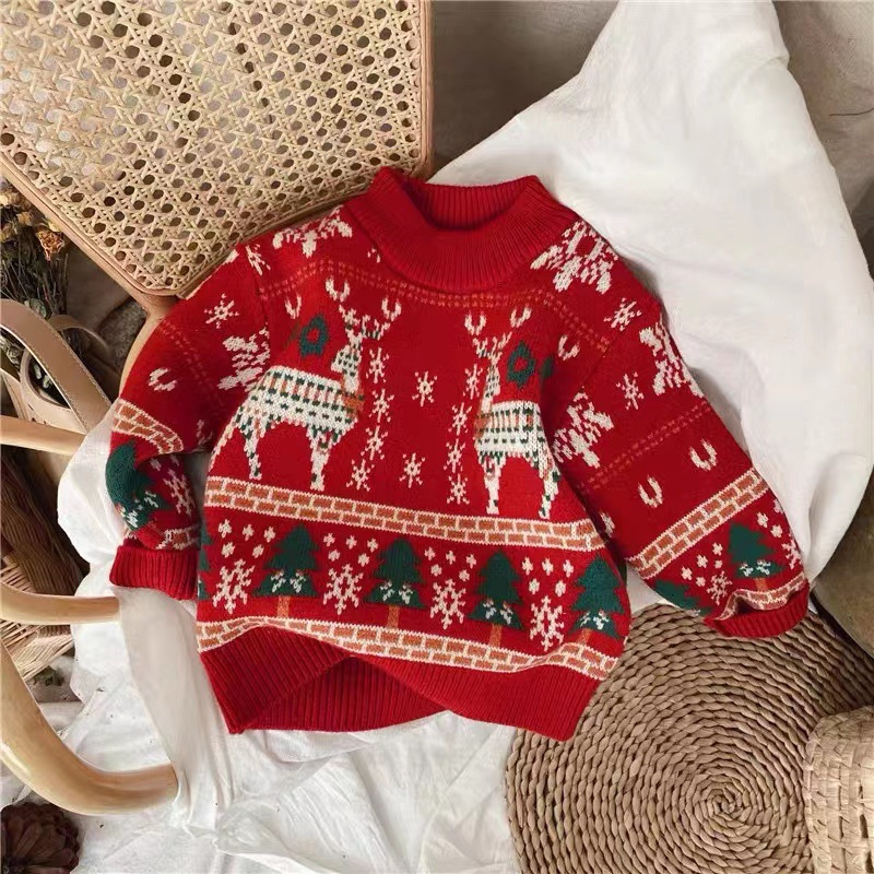 Christmas knit sweater, loose-fitting