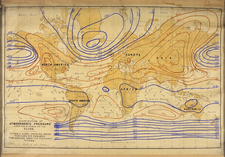 1XXX_Distribution of atmospheric pressure over the surface of the Globe