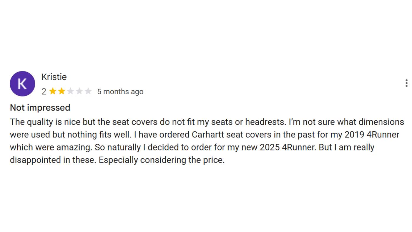 Carhartt SeatSaver customer review