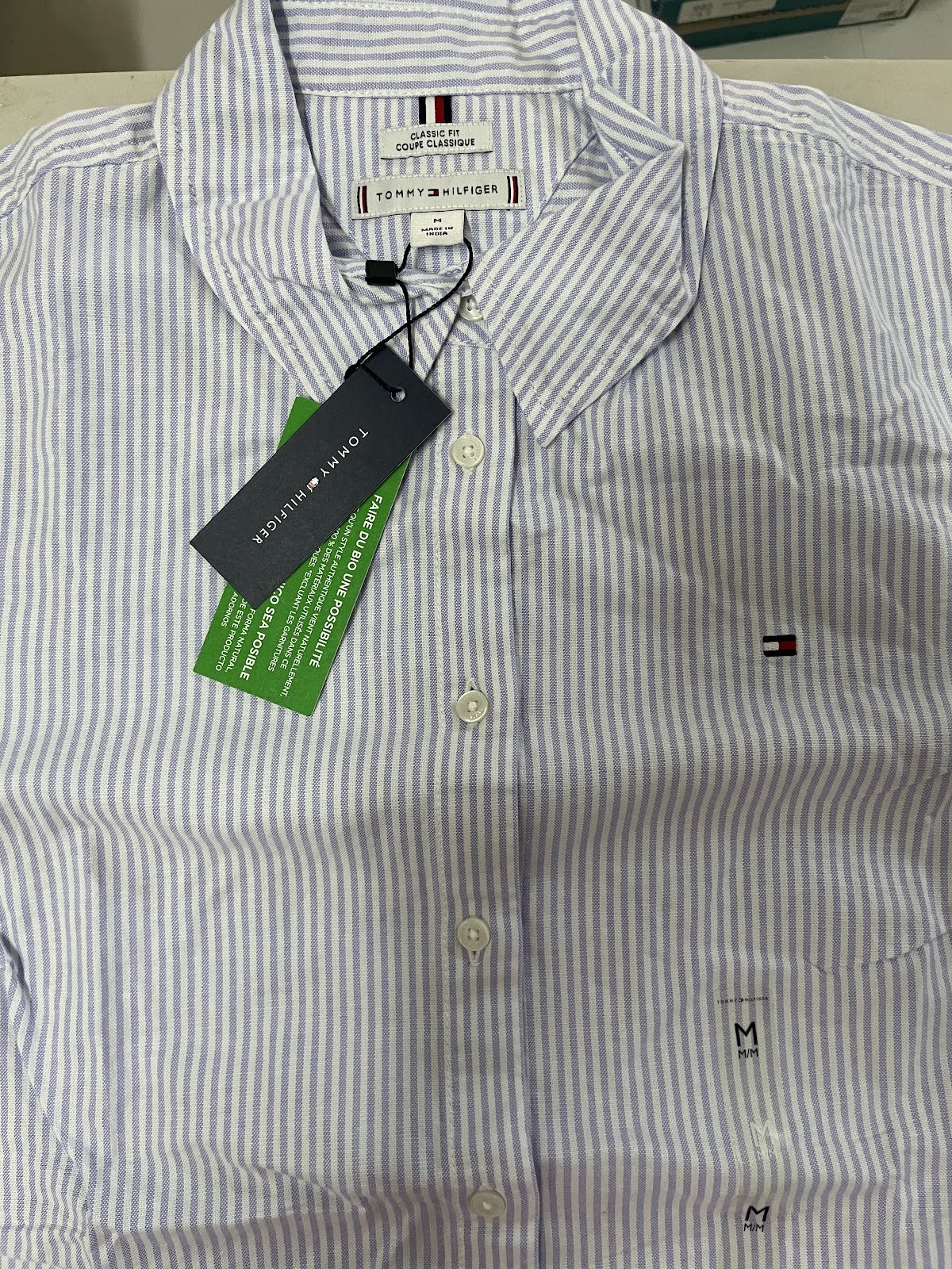 TH W Polo Longsleeve Linen Stripes Blue L #0996