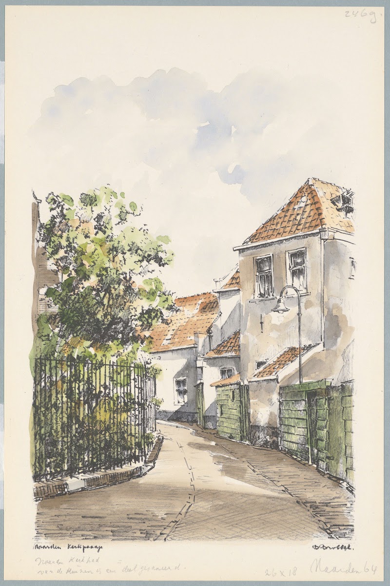 Kerkpaadje Van de huizen is een deel gesaneerd 1950