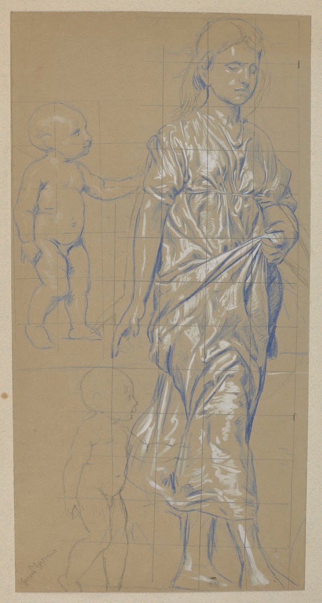 Study of a Woman and Two Studies of a Nude Child 1894