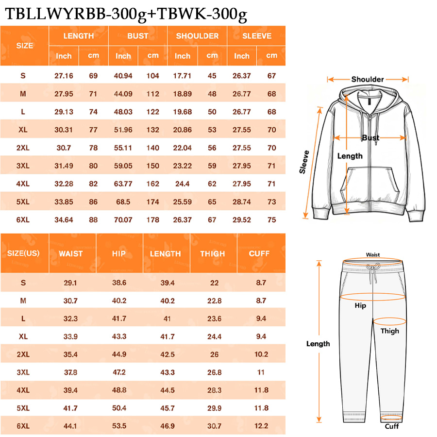 AOP All Over Print Micro Fleece Zip Hoodie (300g) & Sweatpants Set (300g)