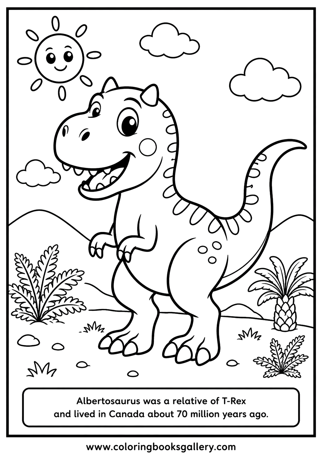 Easy Printable Albertosaurus Coloring Sheet – A Fun Activity for Kids and Adults – free coloring page for kids