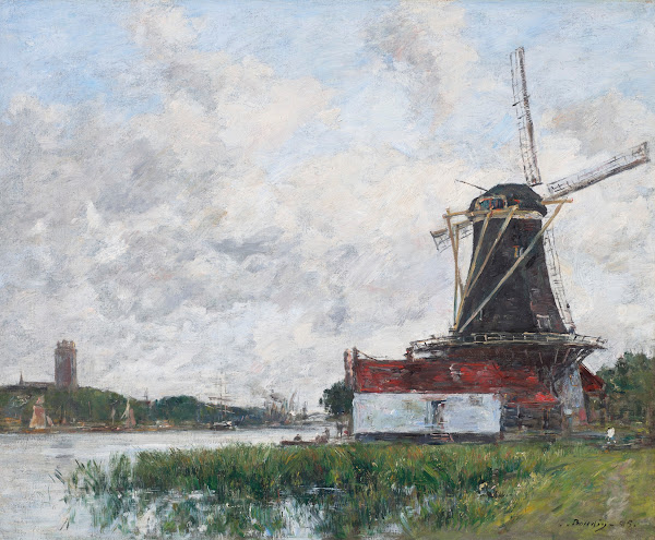 Dordrecht Moulin sur les bords de la Meuse 1875