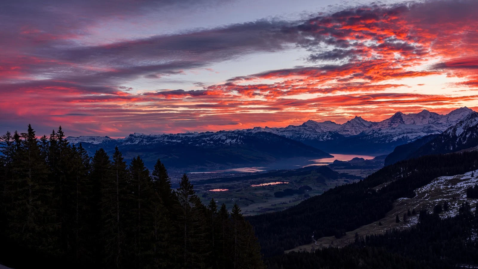 Dramatic Alpine Sunset Over Valley - Nature Photography 5K Wallpaper (6144x3456)