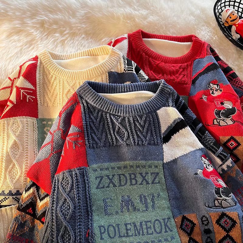 Men's and women's knit sweater, round neck, lined