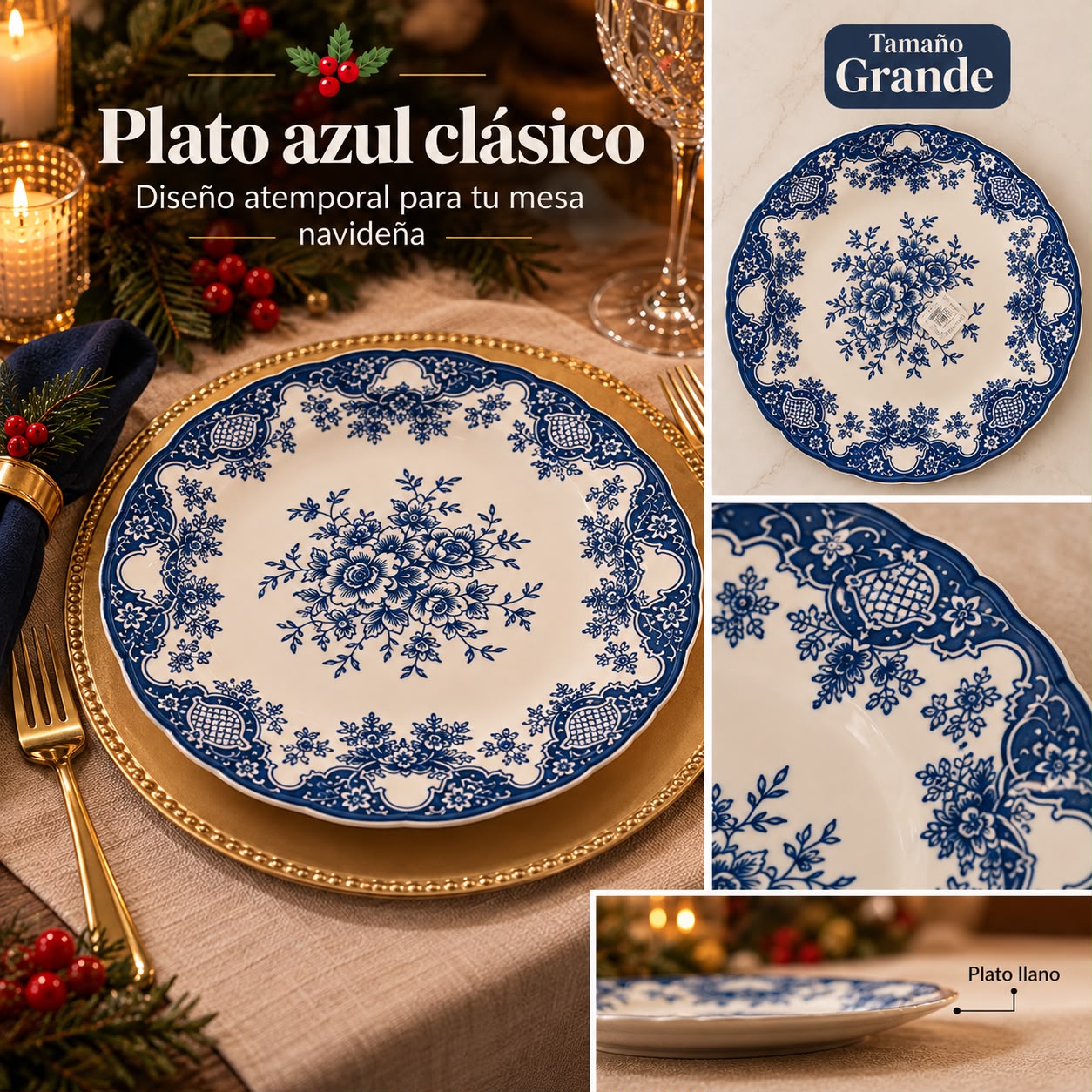 Plato playo azul clásico GRANDE