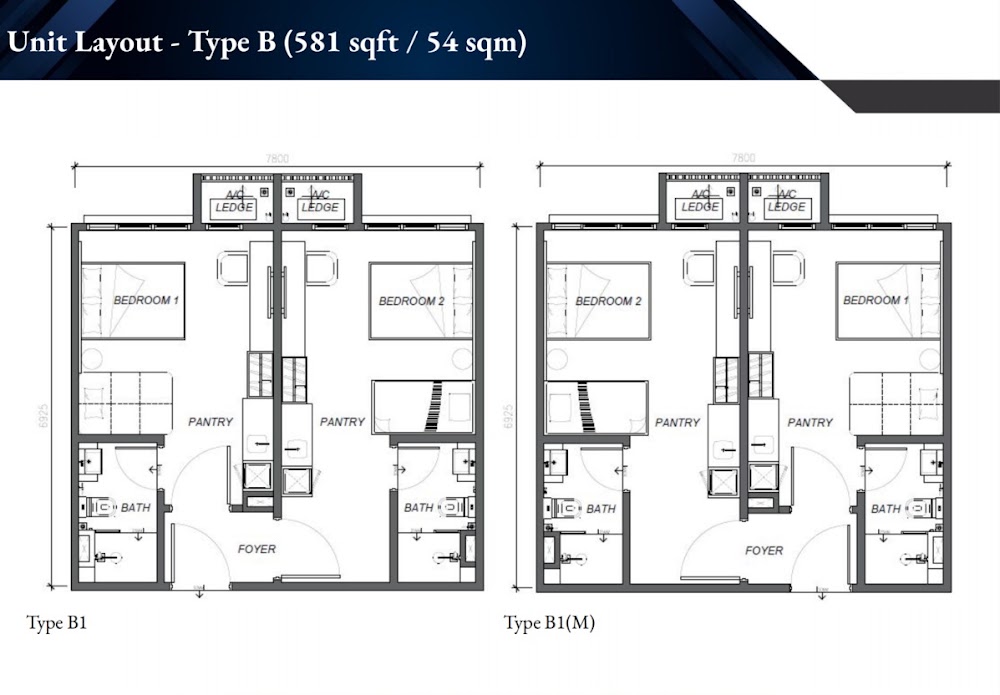 Keeperz Suites Type B floor plan — 581 sq ft, 1 bedrooms