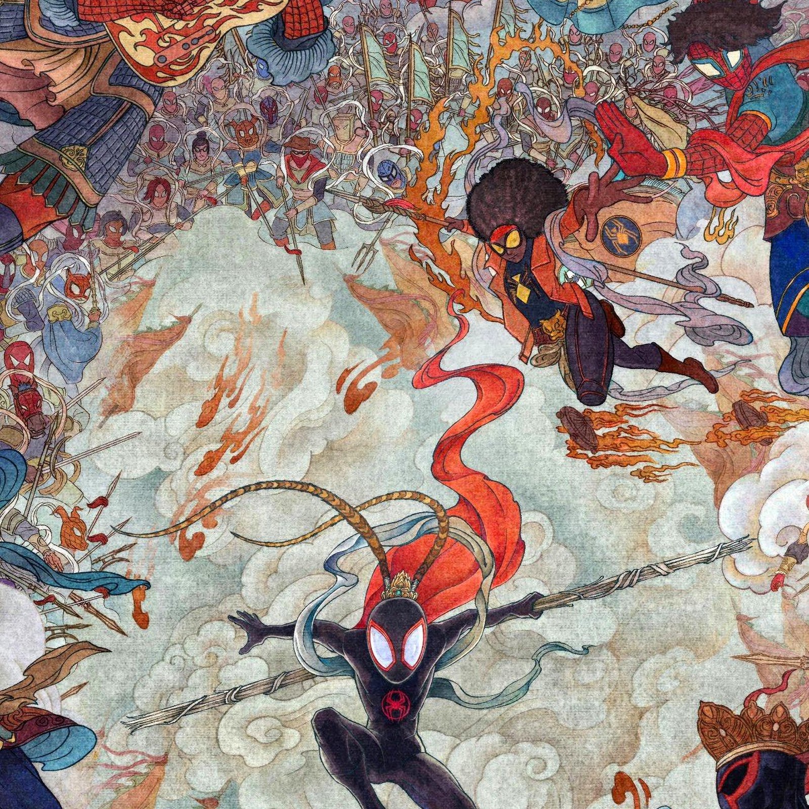 Download Spider-Verse Heroes Traditional Mural Full HD iPhone