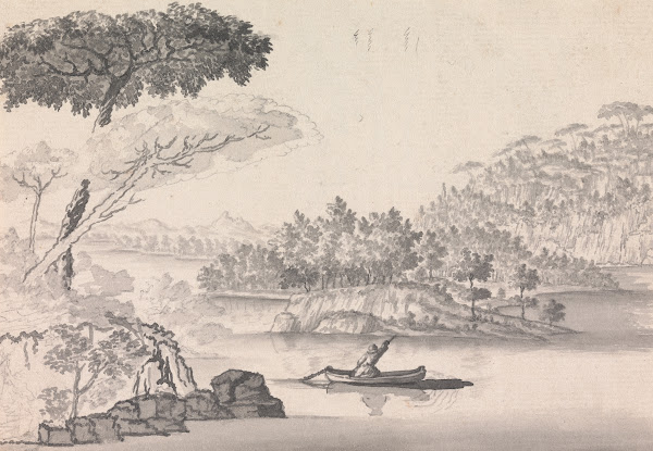 Landscape with Anchored Boat and Figure