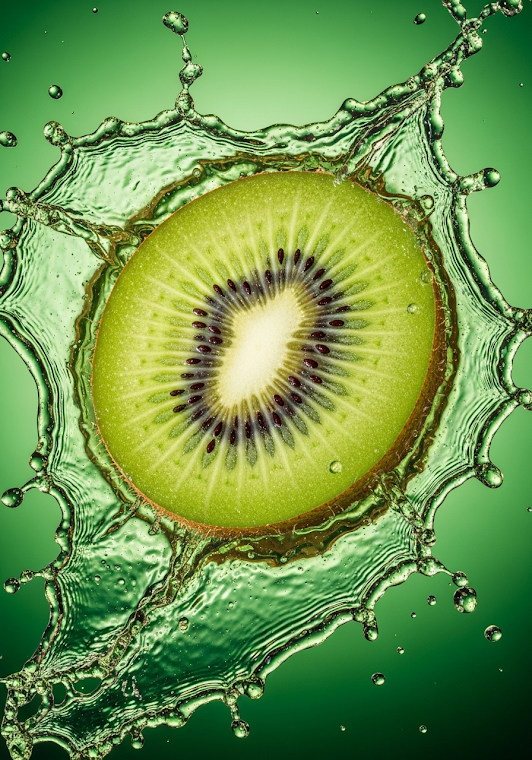 Dynamic Kiwi Fruit Splash Close-up