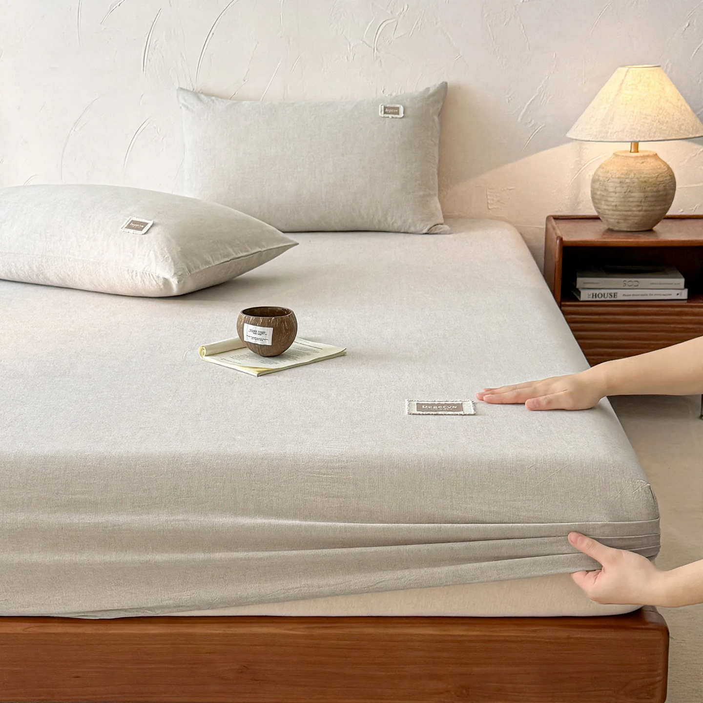 Cotton-Linen Fitted Sheet, breathable