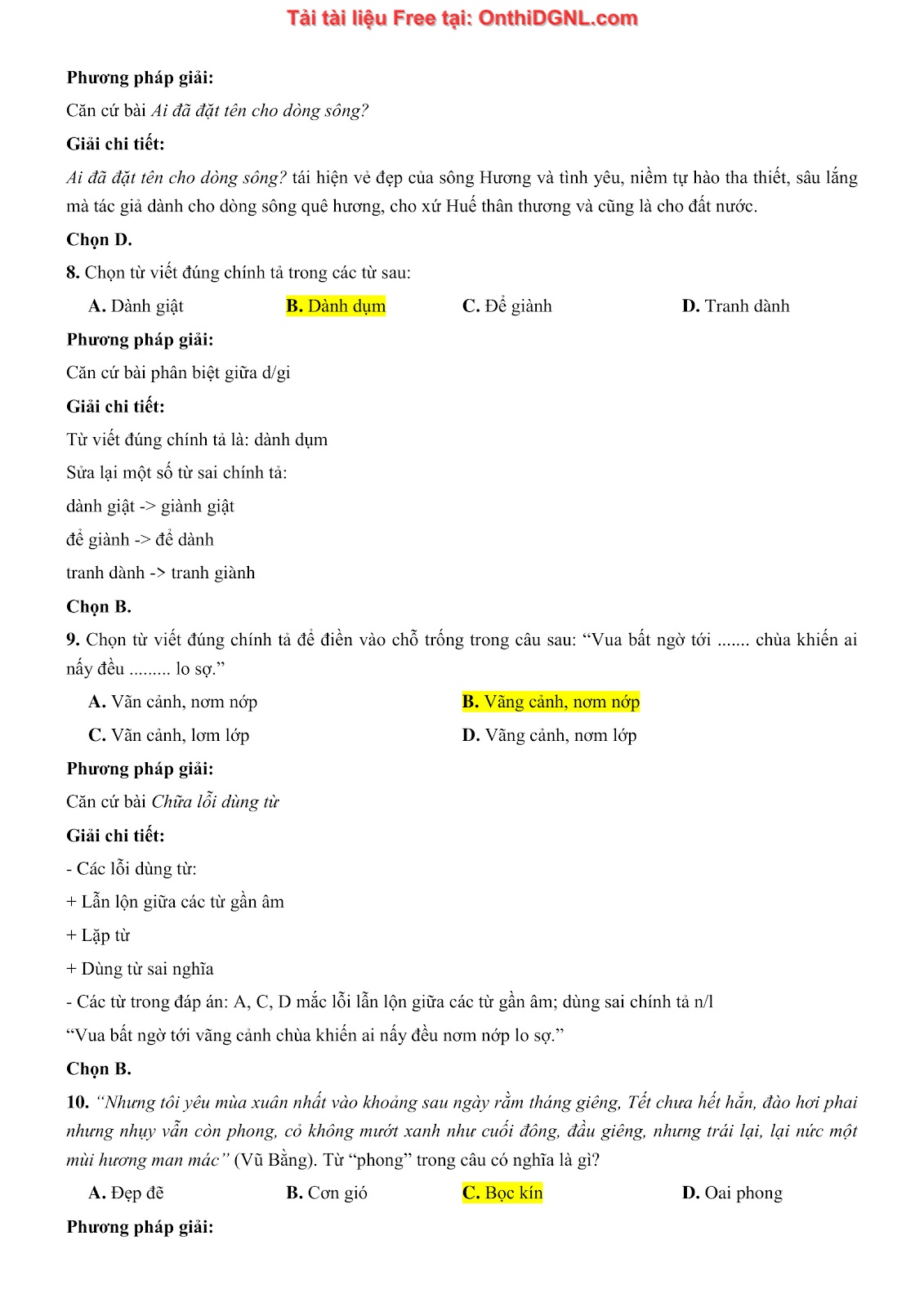 500 bài tập môn Ngữ Văn - Ôn thi ĐGNL ĐHQG TP HCM Phần 11