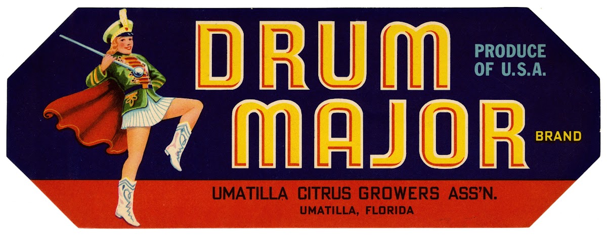 Drum Major Brand Citrus Label 1930 1950