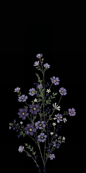 Floral, Dark, Illustration, Cosmos Full HD iPhone Wallpaper Background