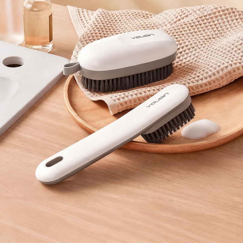 Shoe and laundry brush with soft bristles