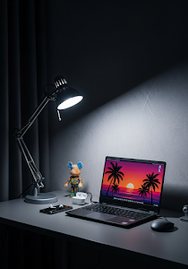 Minimalist Desktop Setup Night