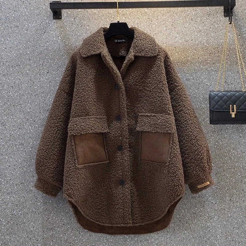 Lined lambswool-style coat, mid-length