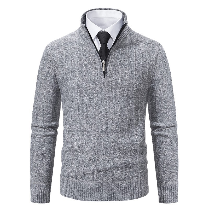 Men's Knit Sweater with Zip and Lining