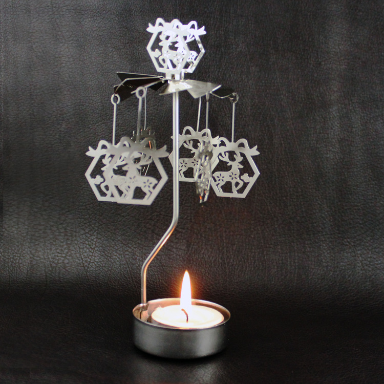 Rotating Metal Candle Holder, 6.7x6.7x17.5 cm