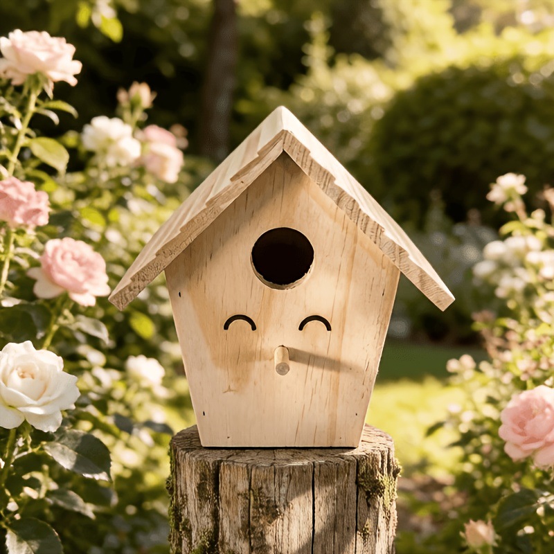 Untreated solid wood birdhouse