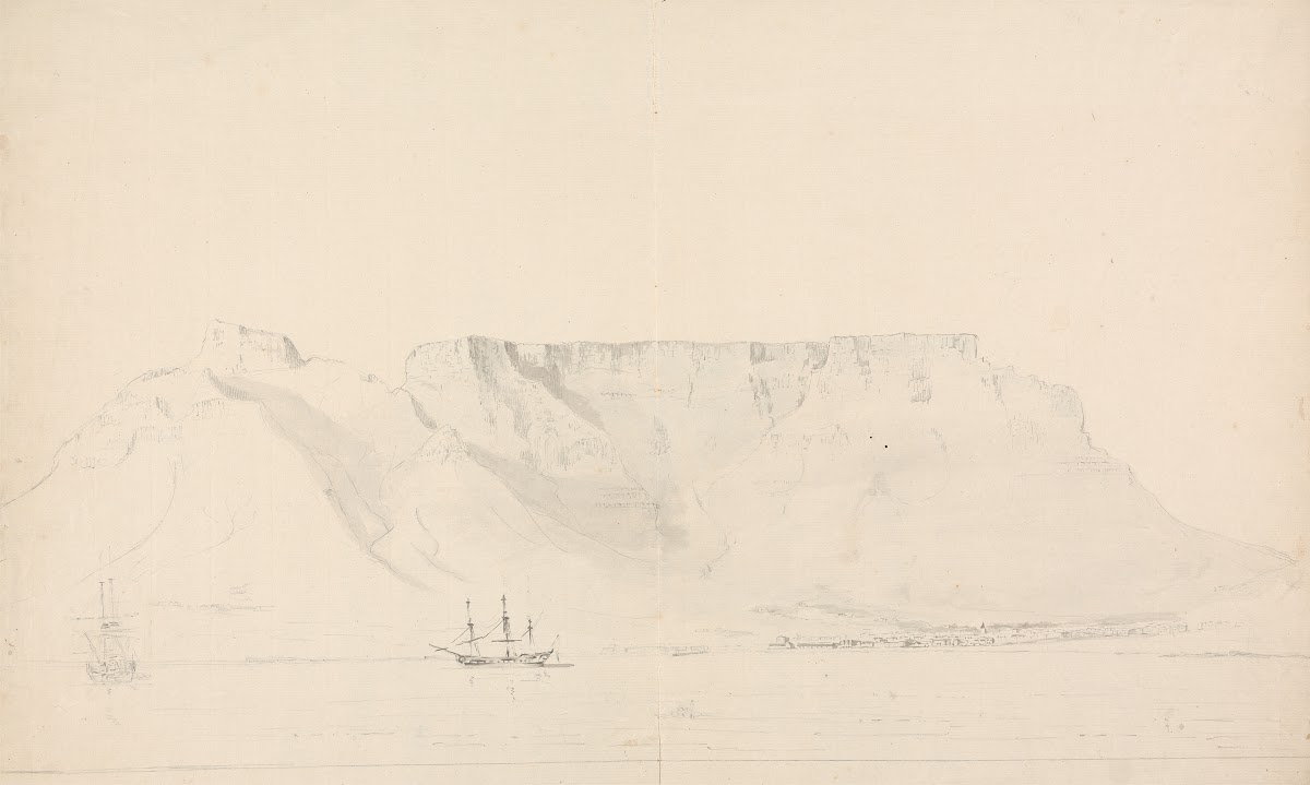 Shipping Scene with Table Mountain in Background