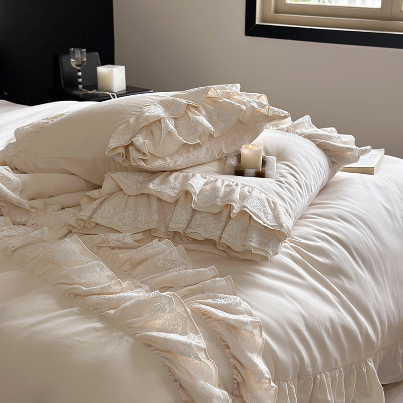 Cotton Bedding Set, 4-piece, Satin Flocking