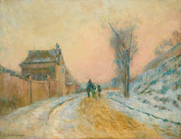 La charrette dans la neige sur la route de Mont Gargan Rouen