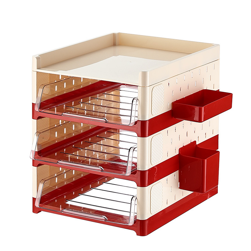 Pegboard shelf with pull-out compartments, 2-tier