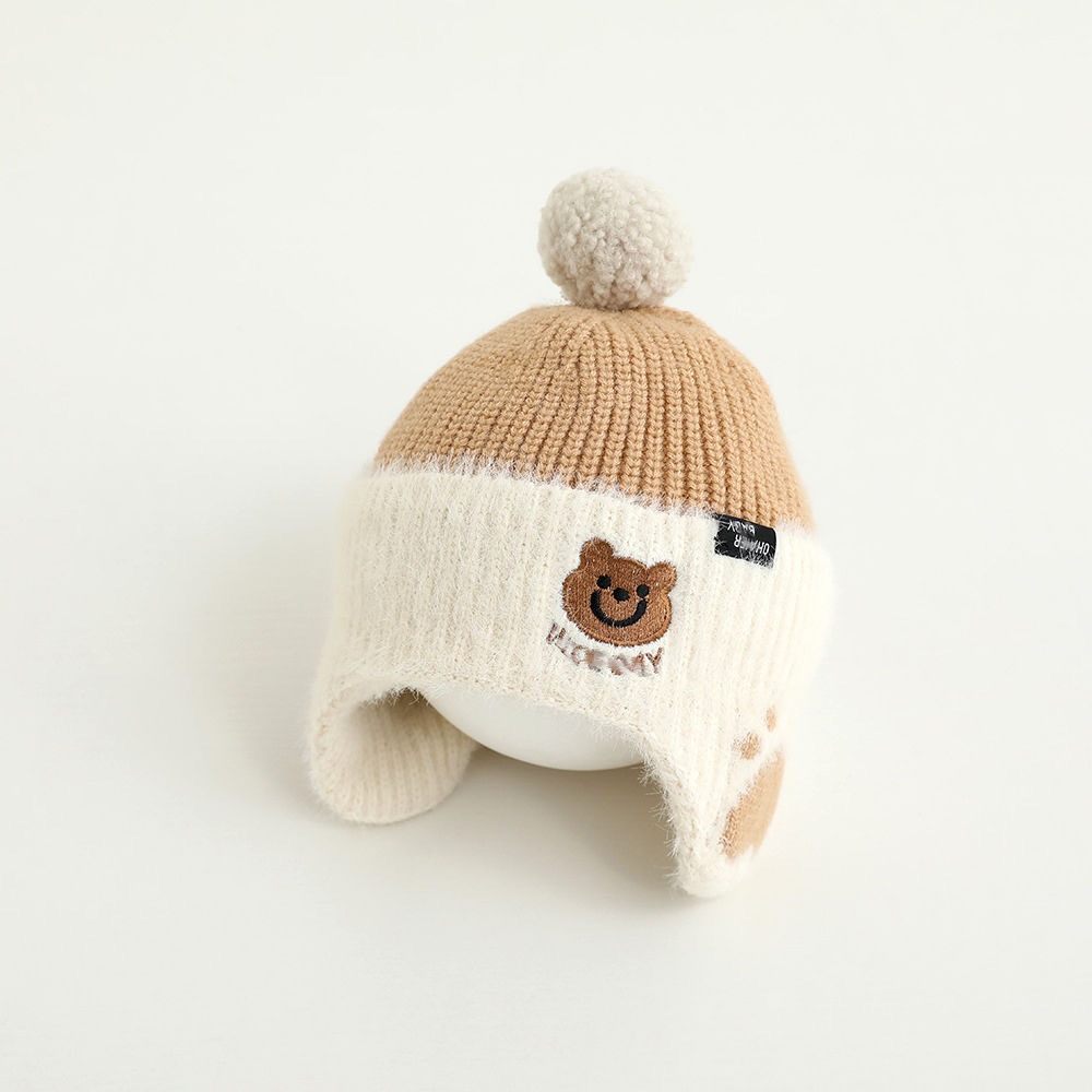 Children's hat with ear flaps, knitted, warm