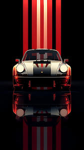 Classic Porsche 911 Sports Car Against Dramatic Red Racing Stripes