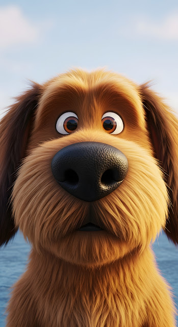 Adorable Fluffy Brown Cartoon Dog Portrait Close Up - Free mobile Wallpaper