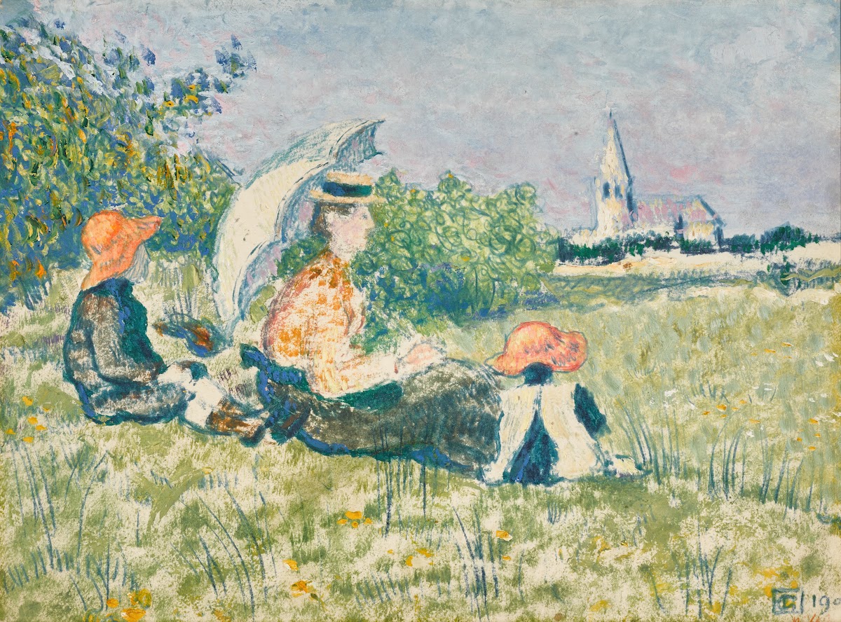 Madame Lemmen et ses enfants dans un jardin 1900