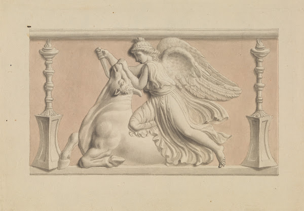 Winged Figure Slaying a Bull