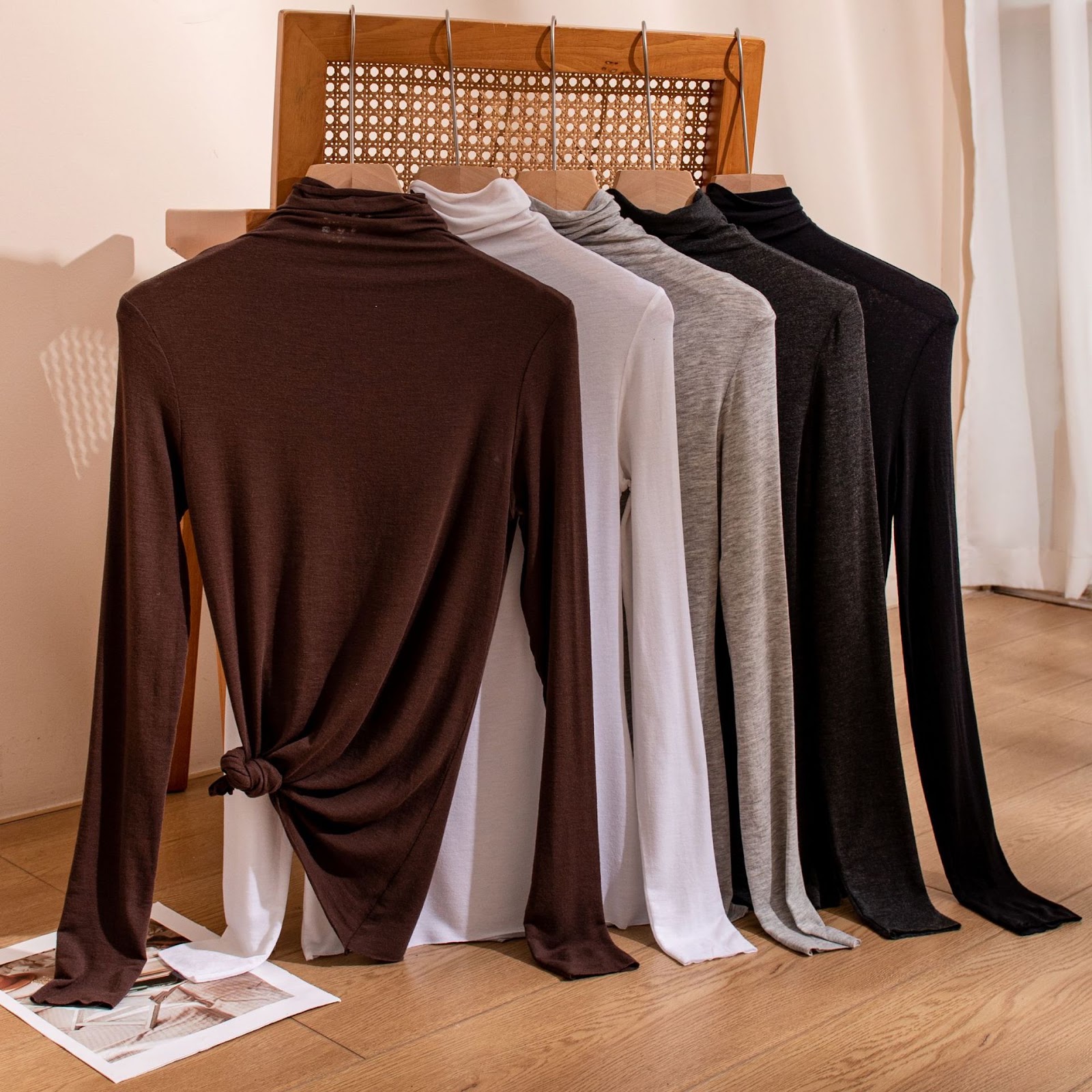 Women's long-sleeve shirt with stand-up collar, soft and comfortable