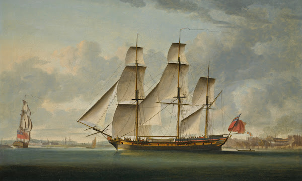 The East Indiaman Delaford In Two PositionsPassing Deptford The Royal Hospital A