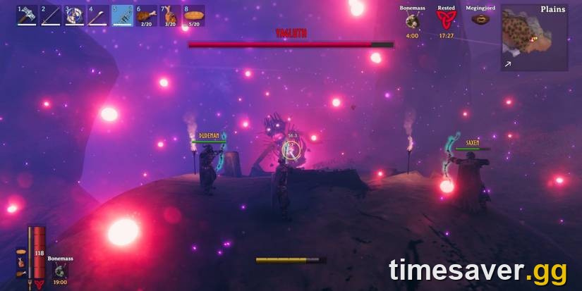 Valheim players fighting Yagluth together in co-op multiplayer