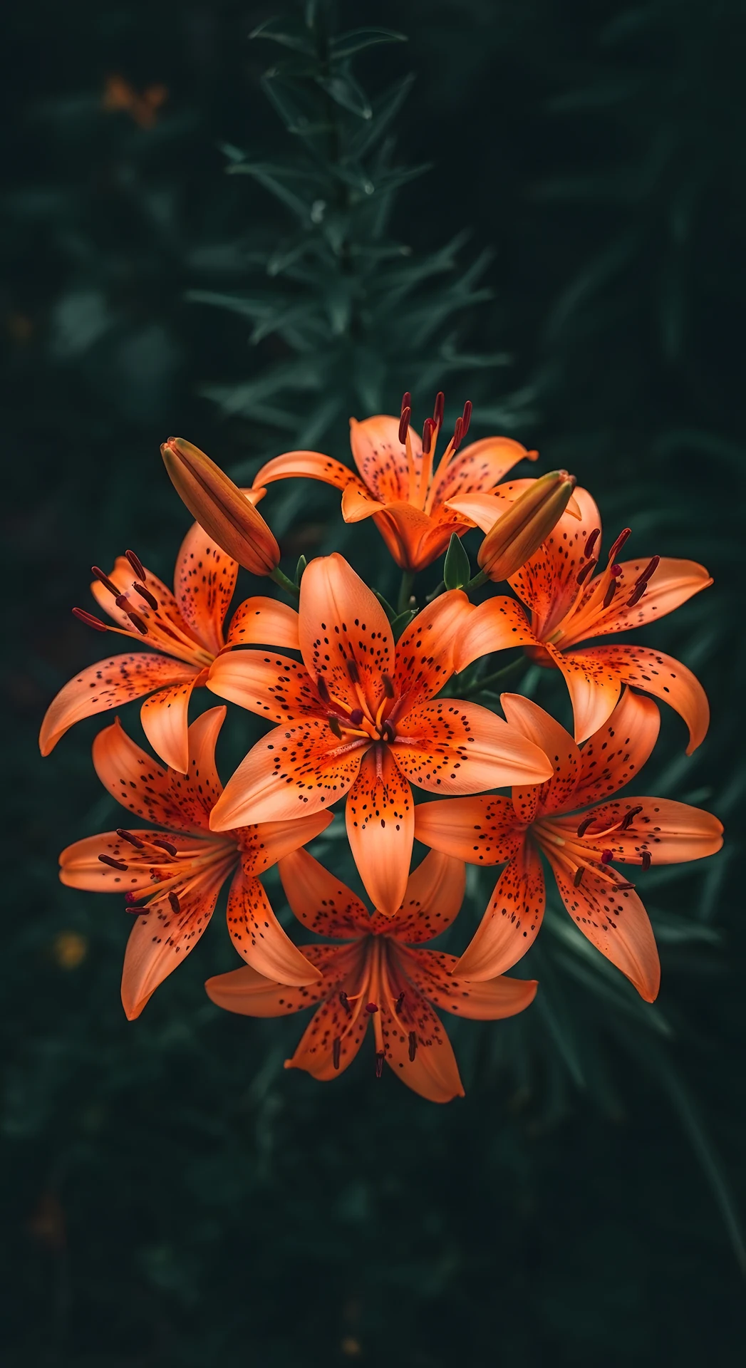 Cluster of Vibrant Orange Tiger Lilies Close-up - Free 4K mobile Wallpaper