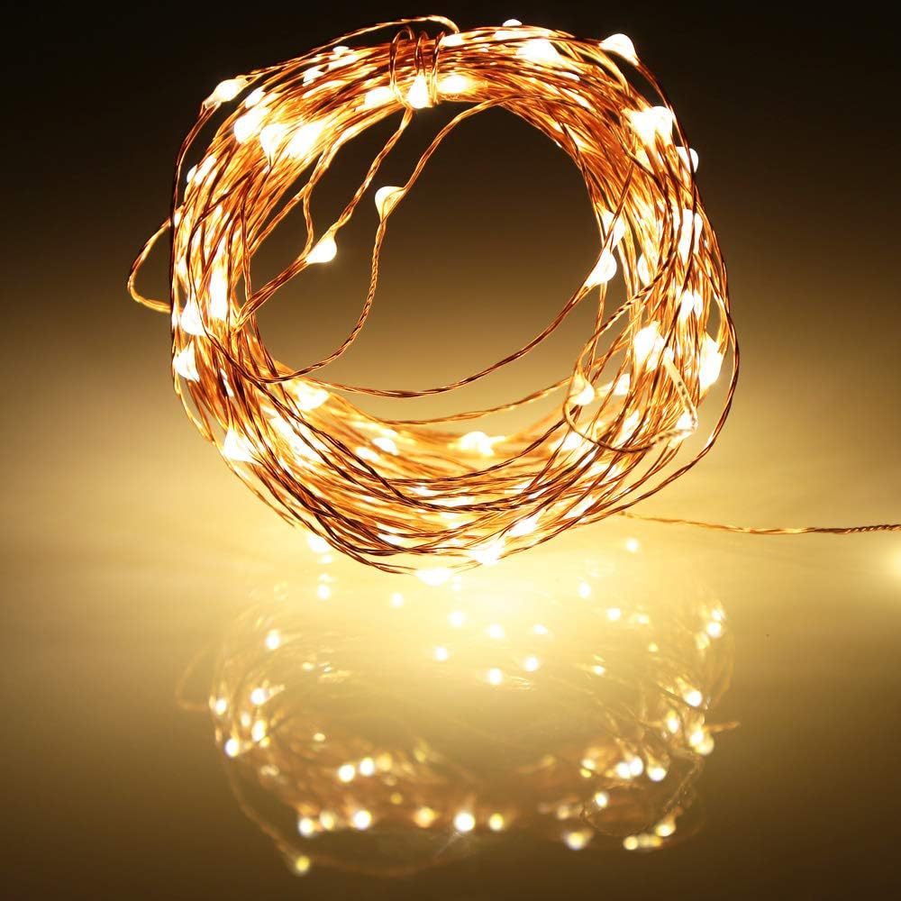 LED-Lichterkette, 10 m, 100 Lichter, USB/Batterie