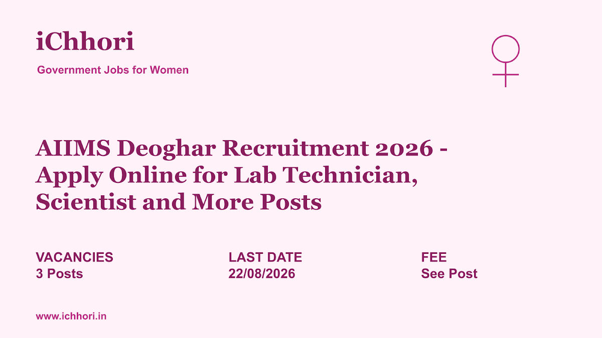 AIIMS Deoghar Recruitment 2026 - Apply Online for Lab Technician, Scientist and More Posts - iChhori