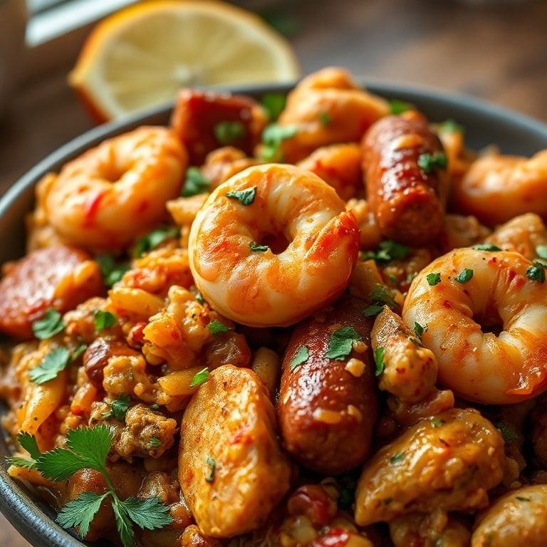Easy Cajun Jambalaya with Sausage Chicken and Shrimp – Quick, Homemade Comfort Food finished