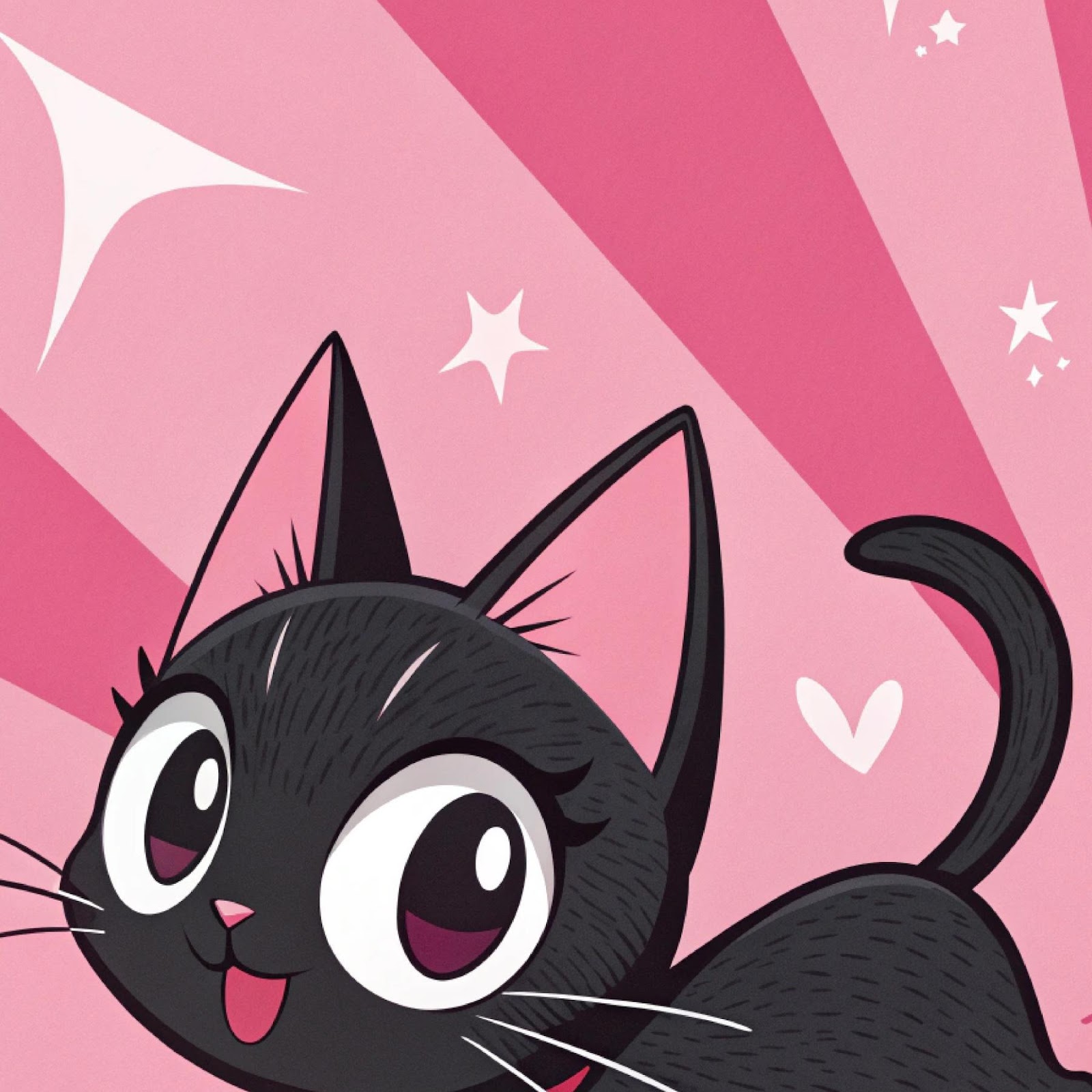 Download Cute Black Cartoon Cat 2K iPhone