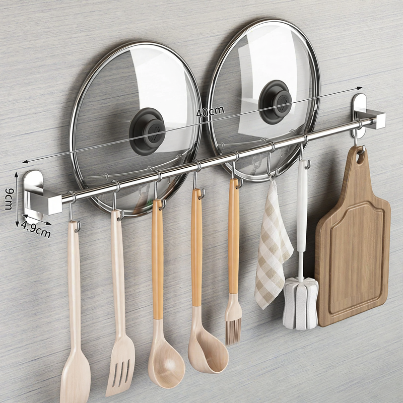 Stainless steel wall hooks for the kitchen, without drilling