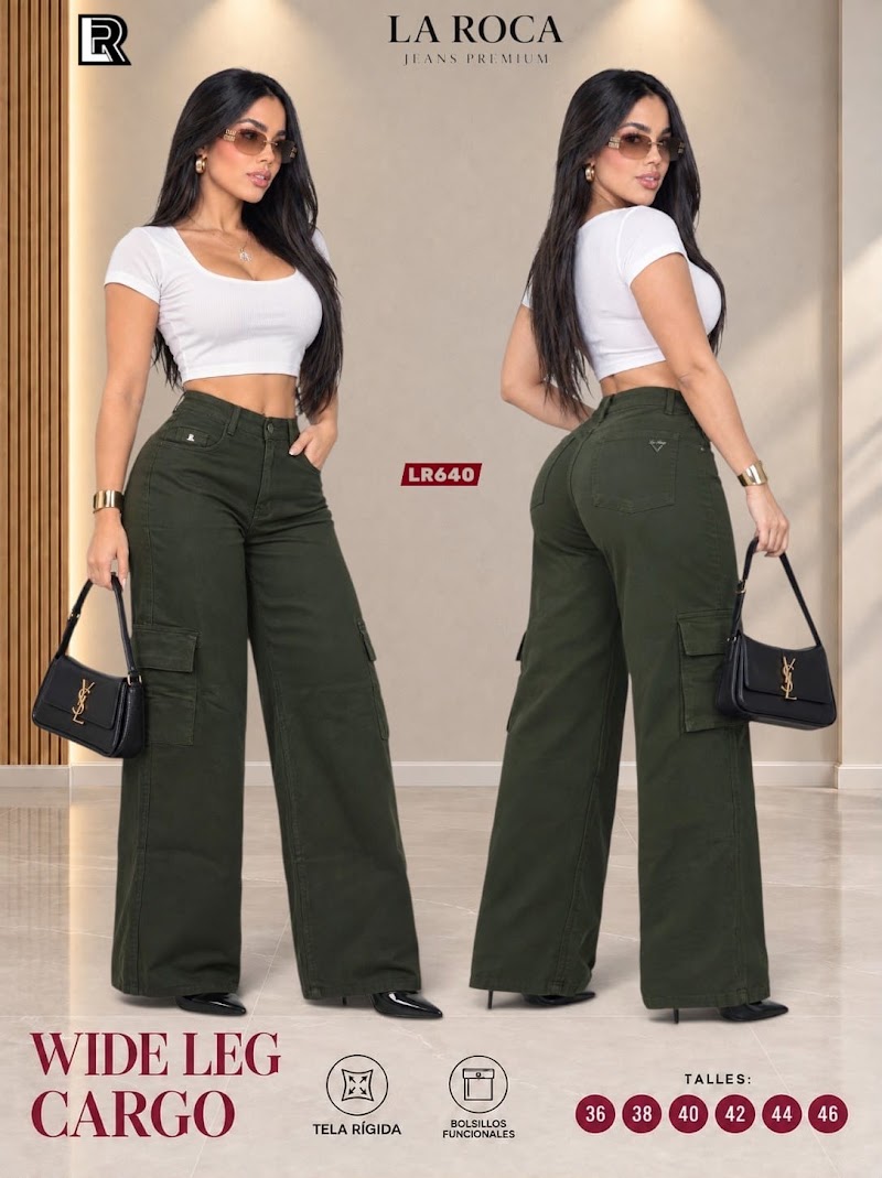 Pantalón jeans wide leg cargo