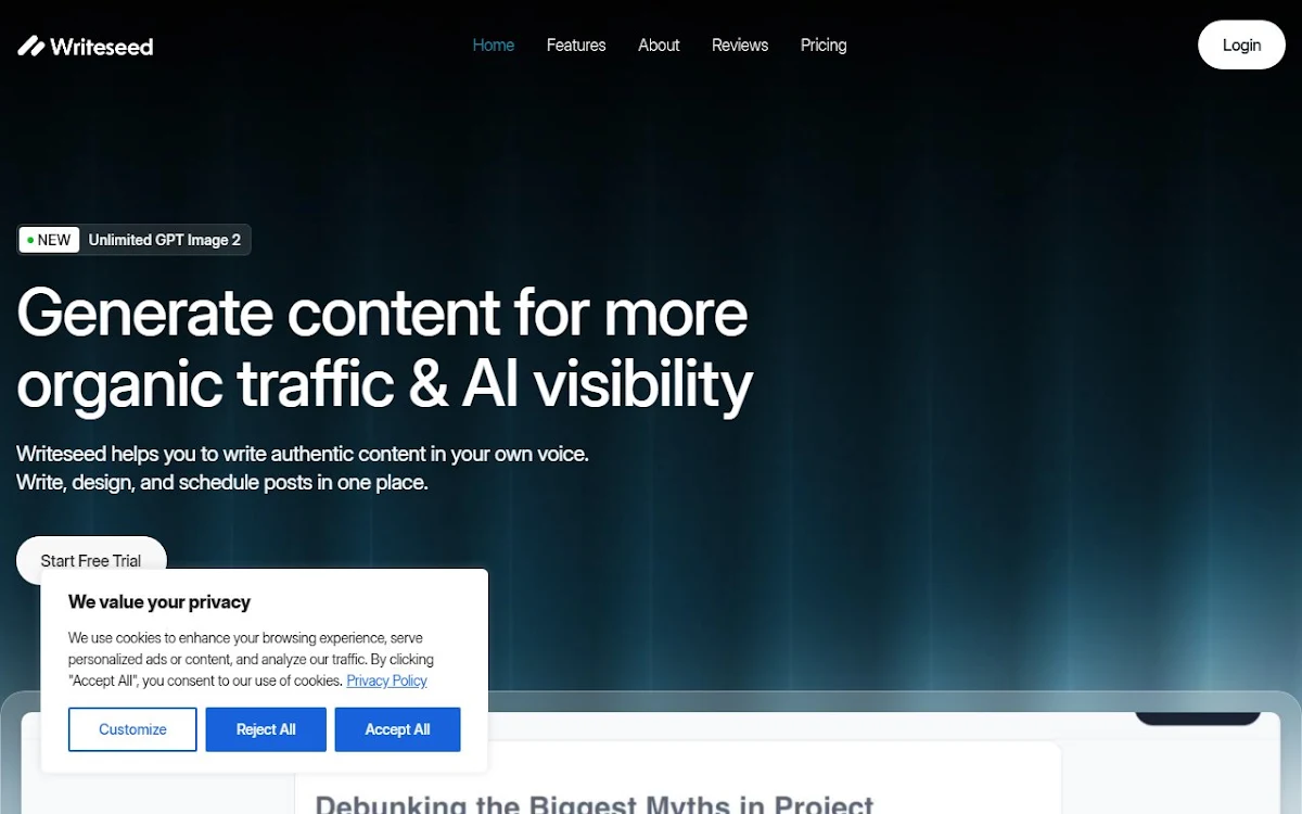 Captura de Writeseed AI Writer