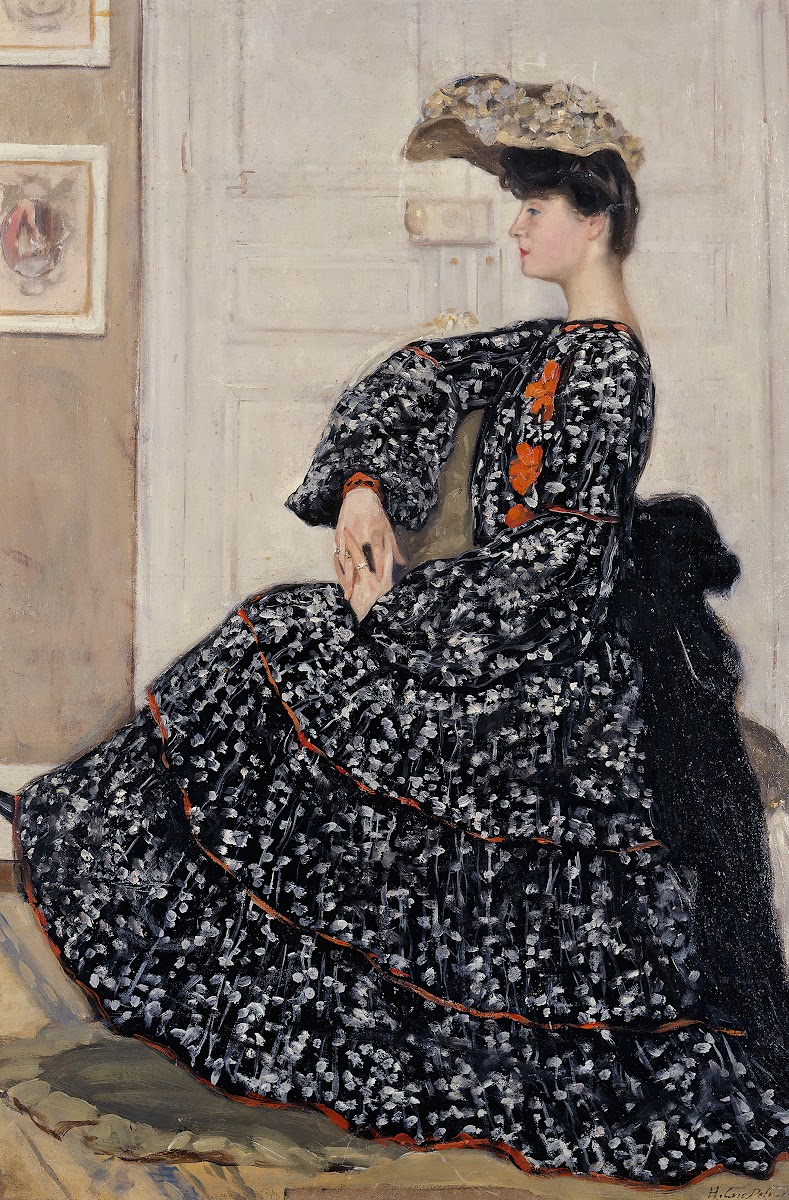 Portrait de femme en robe mouchetée 1910