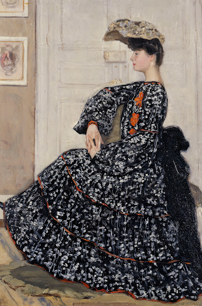 Portrait de femme en robe mouchetée 1910