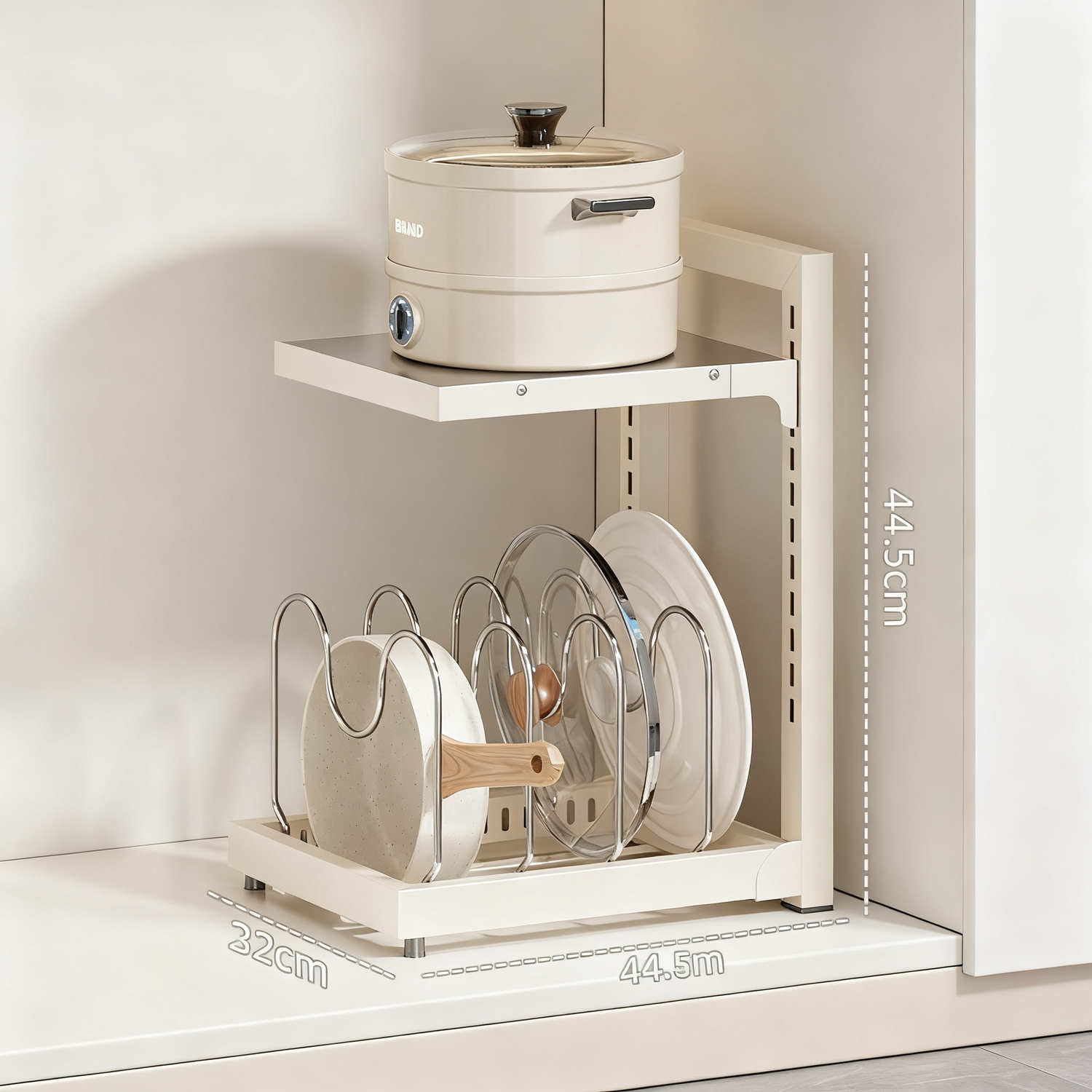 Stainless steel pot stand, 2-4 levels, adjustable