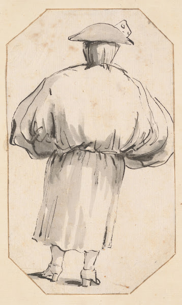 Caricature of a Person in a Voluminous Gown Seen from Behind 1760